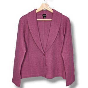 Eileen Fisher S Boiled Wool Blend Purple Blazer Jacket Sweater Cardigan Button